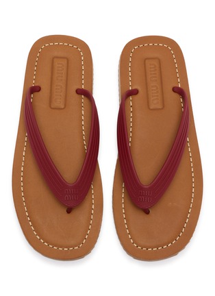 细节 - 点击放大 - MIU MIU - Logo Embossed Flip Flops