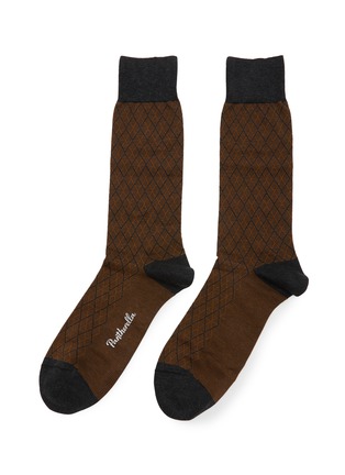首图 - 点击放大 - PANTHERELLA - Kingsley Diamond Chequered Jacquard Cotton Blend Short Anklet Socks