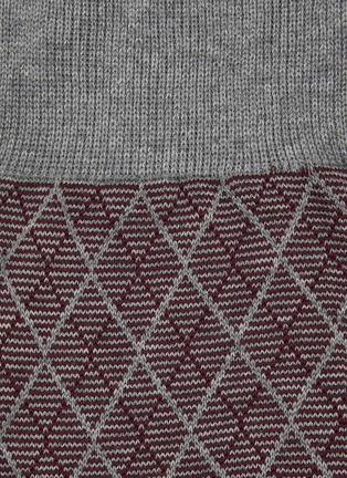 细节 - 点击放大 - PANTHERELLA - Kingsley Diamond Chequered Jacquard Cotton Blend Short Anklet Socks