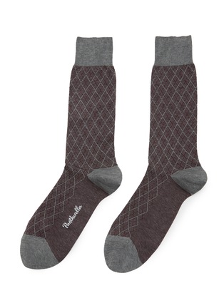 首图 - 点击放大 - PANTHERELLA - Kingsley Diamond Chequered Jacquard Cotton Blend Short Anklet Socks