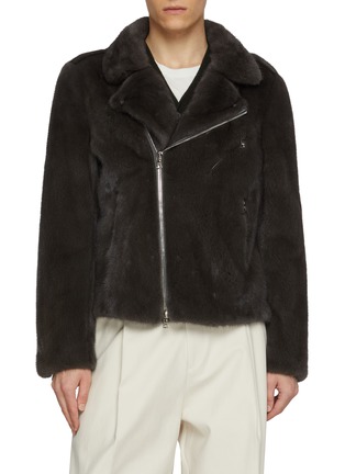 首图 - 点击放大 - KRUF - Asymmetrical Mink Fur Leather Biker Jacket