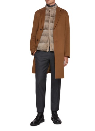 模特儿示范图 - 点击放大 - KRUF - Stand Collar Mink Fur Cashmere Down Vest