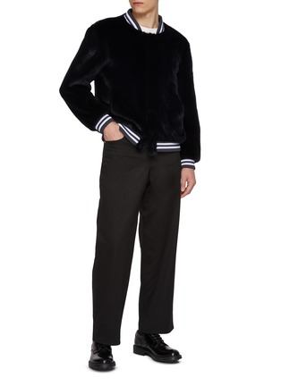 模特儿示范图 - 点击放大 - KRUF - Button Up Mink Fur Bomber Jacket