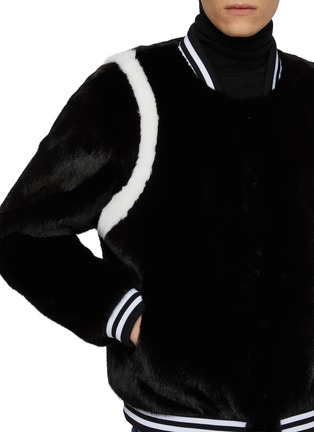  - KRUF - Contrast Trimmed Mink Fur Leather Bomber Jacket