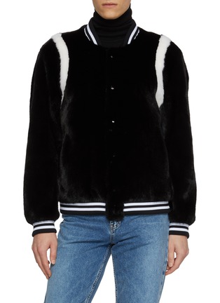 首图 - 点击放大 - KRUF - Contrast Trimmed Mink Fur Leather Bomber Jacket