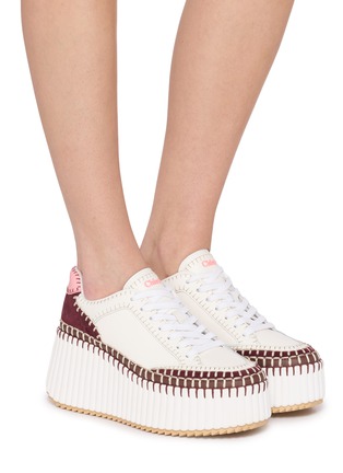 模特儿示范图 - 点击放大 - CHLOÉ - Nama Leather Women's Platform Sneakers
