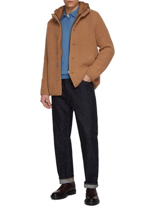 模特儿示范图 - 点击放大 - JOHN SMEDLEY - Wool Cotton Polo Shirt