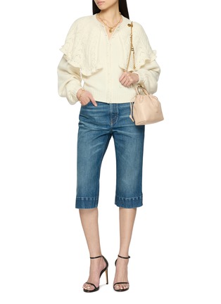 模特儿示范图 - 点击放大 - CHLOÉ - Slit Hem Capri Cotton Denim Pants