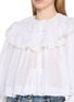  - CHLOÉ - Ruffle Capelet Lace Trim Cotton Blouse