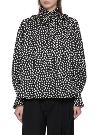 首图 - 点击放大 - CHLOÉ - Ruffled Polka Dot Jacquard Silk Blouse