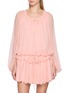首图 - 点击放大 - CHLOÉ - Gathered Ruffled Silk Mini Cape Dress