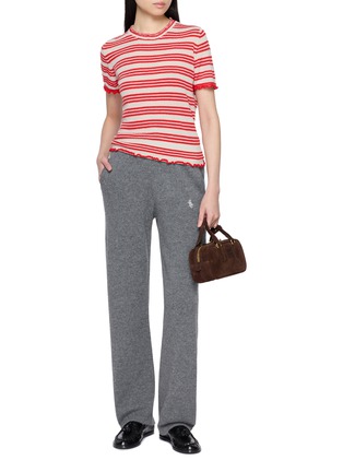 模特儿示范图 - 点击放大 - BARRIE - 条纹混羊绒针织上衣