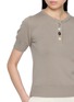  - BARRIE - Short Sleeve Mismatch Button Cashmere Cotton Knit Top