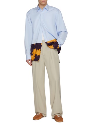 模特儿示范图 - 点击放大 - DRIES VAN NOTEN - Long Sleeve Flower Polka Dot Cotton Poplin Shirt