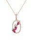 首图 - 点击放大 - LC COLLECTION JEWELLERY - Oval Motif 18K Rose Gold Ruby Diamond Pendant Necklace — Size 18"