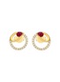 首图 - 点击放大 - LC COLLECTION JEWELLERY - Circular Motif 18K Gold Ruby Diamond Stud Earrings