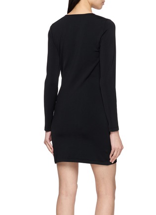 背面 - 点击放大 - ALEXANDERWANG - Long Sleeve V-Neck Metal Logo Mini Dress