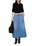 模特儿示范图 - 点击放大 - ALEXANDERWANG - A-Line Denim Midi Skirt
