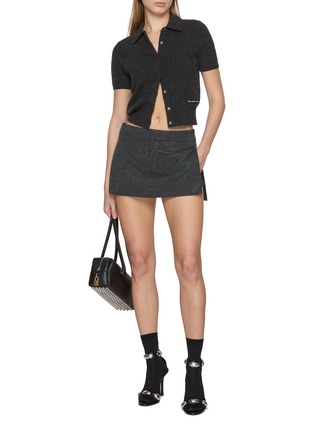 模特儿示范图 - 点击放大 - ALEXANDERWANG - Low Rise Hotfix Wool Blend Skort
