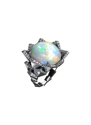 细节 - 点击放大 - MING SONG HAUTE JOAILLERIE - Lotus 14K White Gold Opal Diamond Ring — HK 13