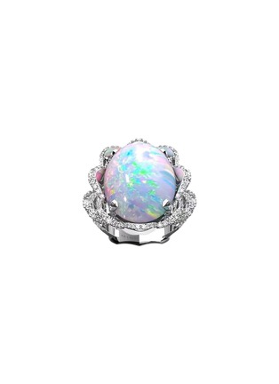 首图 - 点击放大 - MING SONG HAUTE JOAILLERIE - Lotus 14K White Gold Opal Diamond Ring — HK 13