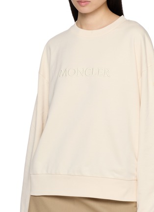  - MONCLER - Logo Embroidered Ribbed Crewneck Cotton Sweatshirt