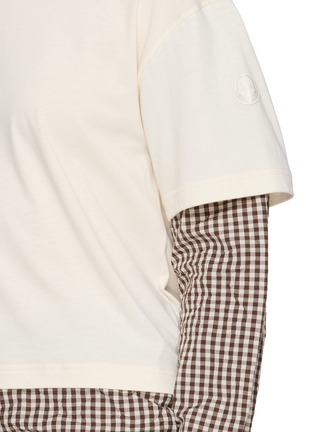  - MONCLER - Contrast Gingham Sleeve Cotton T-Shirt