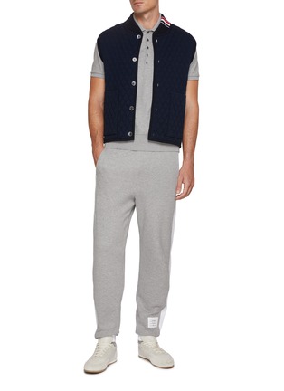 模特儿示范图 - 点击放大 - THOM BROWNE - Embroidered Reindeer Hector Cotton Polo Shirt