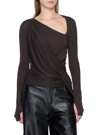 首图 - 点击放大 - HELMUT LANG - Asymmetrical Twisted Drape Long Sleeve Top
