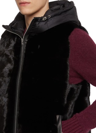  - KRUF - Hooded Reversible MInk Fur Puffer Vest