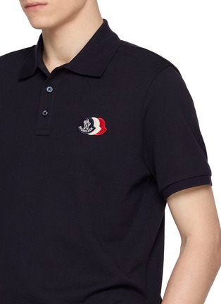  - MONCLER - Tricolour Logo Patch Cotton Polo Shirt