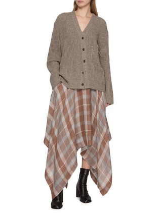 模特儿示范图 - 点击放大 - BOINIGAN - Tartan Asymmetrical Maxi Skirt