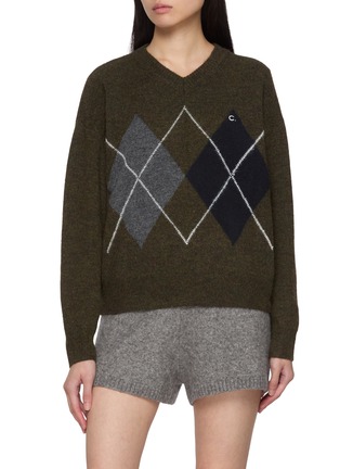 首图 - 点击放大 - CLOVE - Logo Embroidered Argyle Knit Sweater