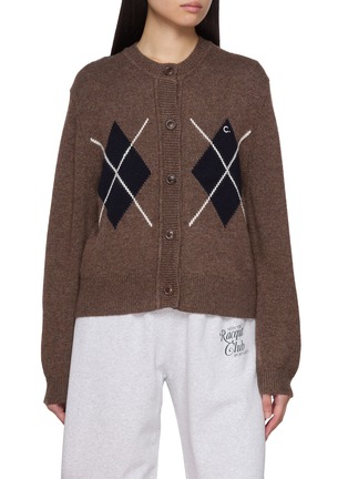 首图 - 点击放大 - CLOVE - Logo Embroidered Argyle Knit Cardigan