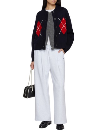 模特儿示范图 - 点击放大 - CLOVE - Argyle Wool Cashmere Blend Knit Cardigan