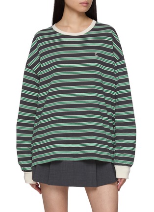 首图 - 点击放大 - CLOVE - Logo Embroidered Striped T-shirt