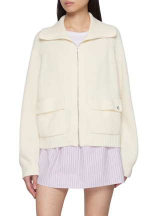 首图 - 点击放大 - CLOVE - Logo Embroidered Ribbed Knit Cardigan