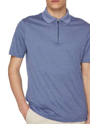  - PAUL & SHARK - Half Zip Cotton Silk Polo Shirt