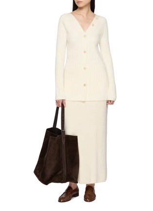 模特儿示范图 - 点击放大 - THEORY - Long Sleeve Open Back Wool Knit Cardigan