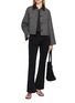 模特儿示范图 - 点击放大 - THEORY - Curve Sleeve Leather Collar Wool Blend Jacket
