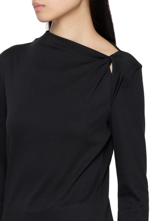  - THEORY - Long Sleeve Slash Neck Twist Cotton Top