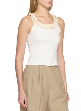 细节 - 点击放大 - EPINGLER - Crochet Openwork Cotton Cardigan Sleeveless Top Set