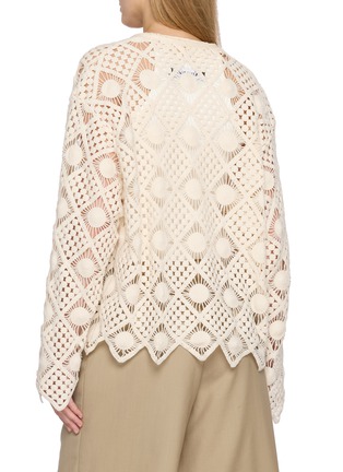 背面 - 点击放大 - EPINGLER - Crochet Openwork Cotton Cardigan Sleeveless Top Set