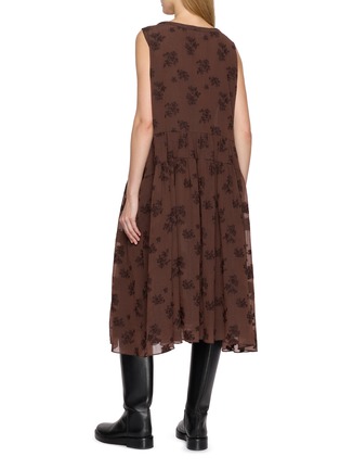 背面 - 点击放大 - EPINGLER - Sleeveless Leaf Print Tie Neck Dress
