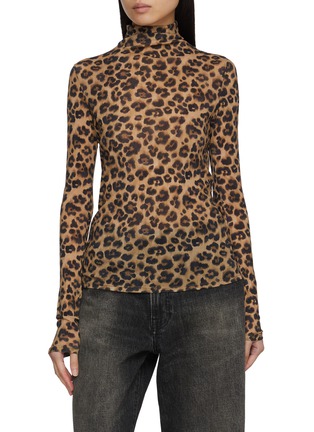 首图 - 点击放大 - NOIR - Long Sleeve Leopard Print Turtleneck Top