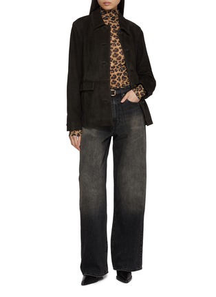模特儿示范图 - 点击放大 - NOIR - Long Sleeve Leopard Print Turtleneck Top