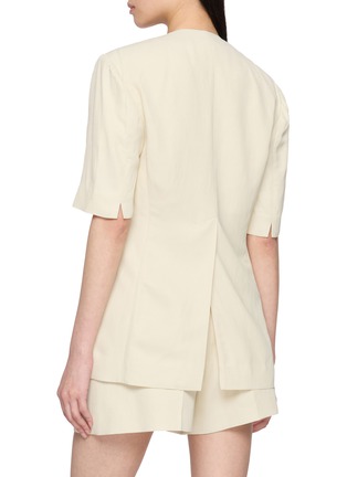 背面 - 点击放大 - SANDBEIGE - Jane Short Sleeve Tailored Linen Blend Jacket