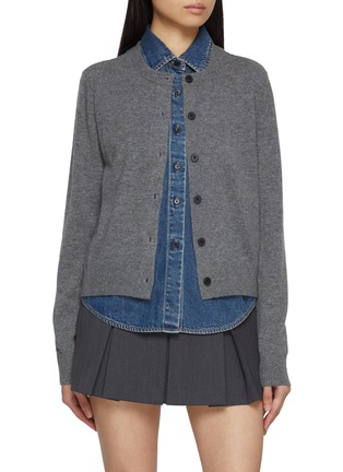 首图 - 点击放大 - MO&CO. - Double Layer Illusion Denim Knit Cardigan