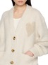  - MO&CO. - Oversized Heart Motif Metallic Knit Cardigan