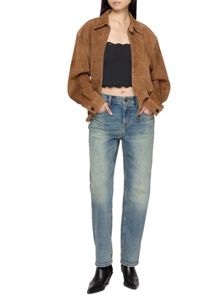 模特儿示范图 - 点击放大 - MO&CO. - Straight Leg Medium Wash Jeans